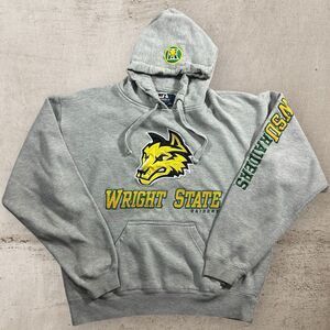 Vintage Wright State University Graphic Hoodie Mens Medium Raiders Gray Y2K